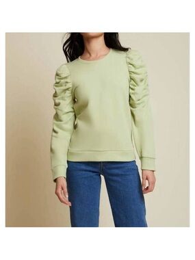 NATION LTD perla gathered 3/4 sleeve sweatshirt in green tea